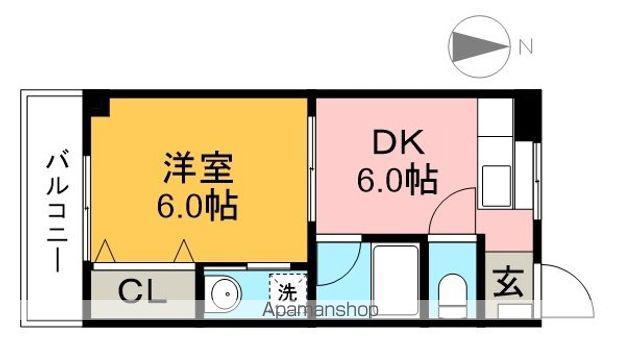 ドリームハウス(1DK/2階)の間取り写真
