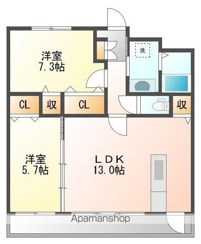オリジンビル(2LDK/4階)の間取り写真