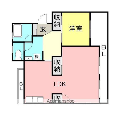 ハイツ松江(1LDK/2階)の間取り写真