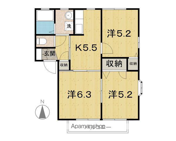 ディアスタウンA(3K/2階)の間取り写真