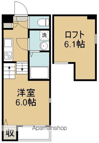ホロニナテラス(1K/2階)の間取り写真
