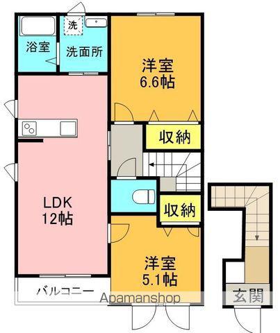 メゾンポポラートⅡ(2LDK/2階)の間取り写真
