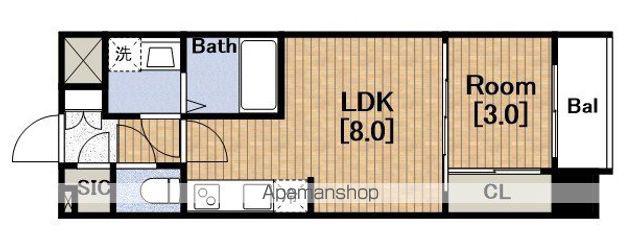 アルティザ瓦屋町(1LDK/8階)の間取り写真