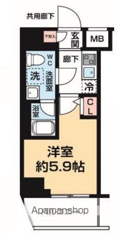 ヴァローレ松戸フィーロ(1K/3階)の間取り写真