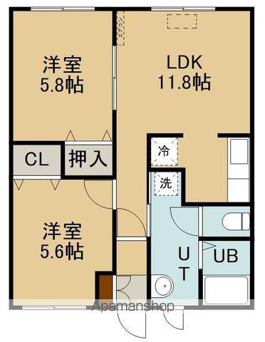 N HAPPINESS 七重浜(2LDK/2階)の間取り写真