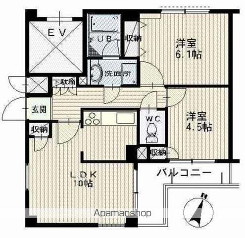 ヴィンテージ杉並和田(2LDK/1階)の間取り写真