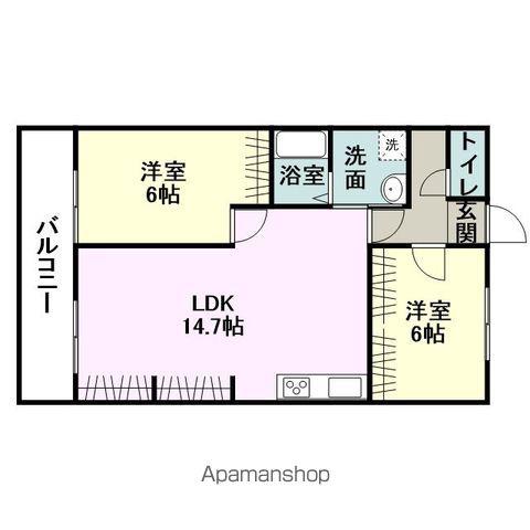 アペックスライフ千場壱番館(2LDK/1階)の間取り写真