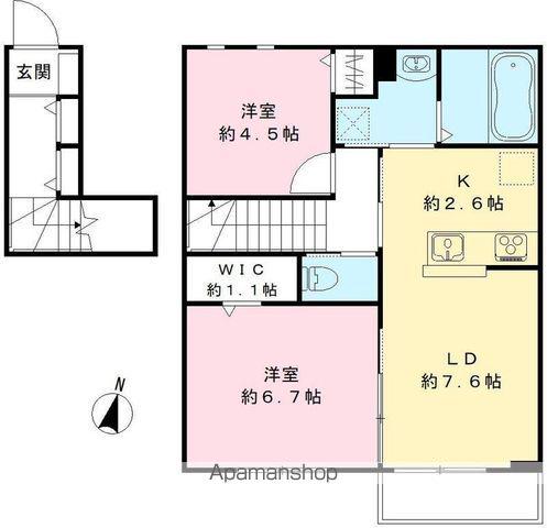 MAISON CONFORT VIVRE(2LDK/2階)の間取り写真