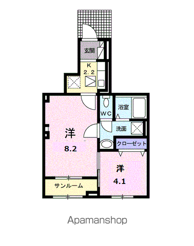 I・VILLAGE大手町 A(2K/1階)の間取り写真