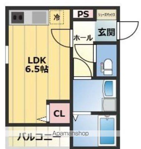 THE NOBLES六ツ門(ワンルーム/1階)の間取り写真