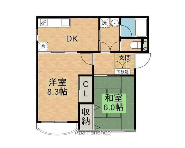 LIYAマンション(2DK/4階)の間取り写真