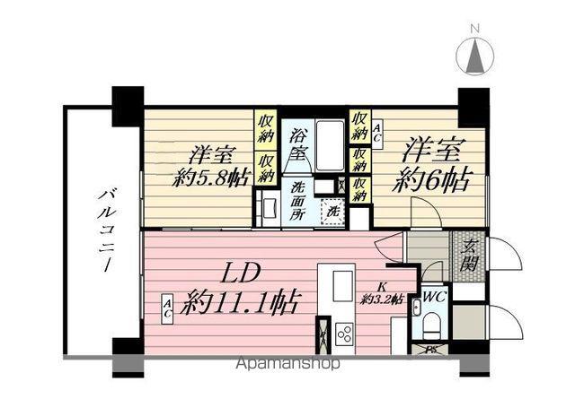 RESIDENCE PLAZA横手駅前(2LDK/8階)の間取り写真
