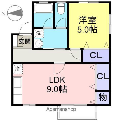 メイプルハイツ(1LDK/2階)の間取り写真