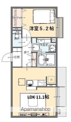 エスポワールタカムラⅡ(1LDK/1階)の間取り写真