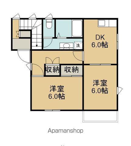 ベルエアガーデンA棟(2DK/1階)の間取り写真