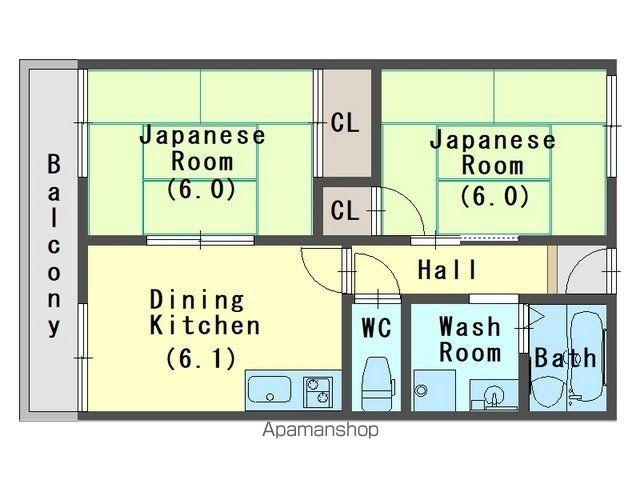 エルムハイツ(2DK/1階)の間取り写真