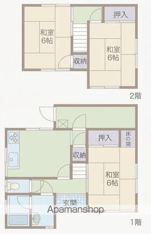 阪和線 六十谷駅 徒歩21分 2階建 築39年(3DK)の間取り写真