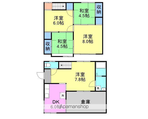 岩徳線 西岩国駅 徒歩16分 2階建 築59年(5DK)の間取り写真