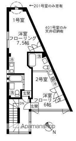 シェアパルト池袋(ワンルーム/3階)の間取り写真