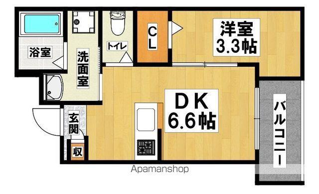 大浜北町シーエム・シス(1DK/3階)の間取り写真