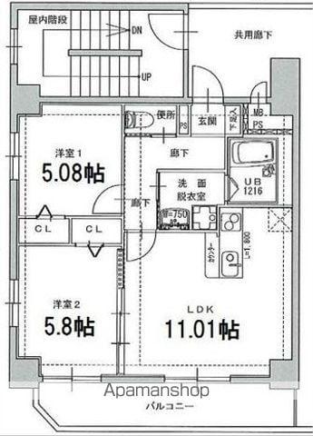 JET BLD GALLERIA(2LDK/3階)の間取り写真