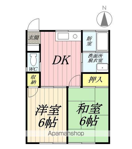 コーポ田中(2DK/1階)の間取り写真