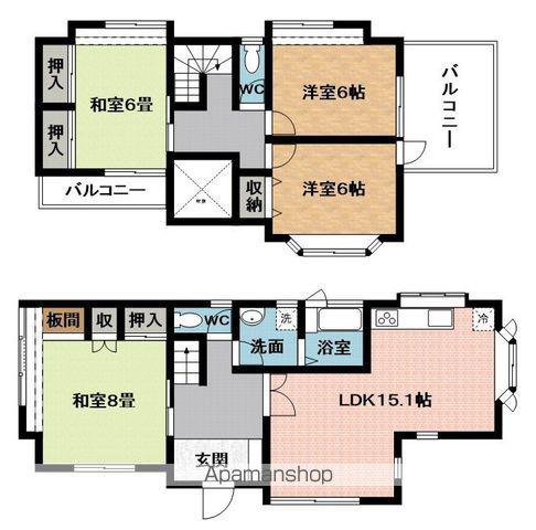 近鉄大阪線 美旗駅 徒歩17分 2階建 築36年(4LDK)の間取り写真