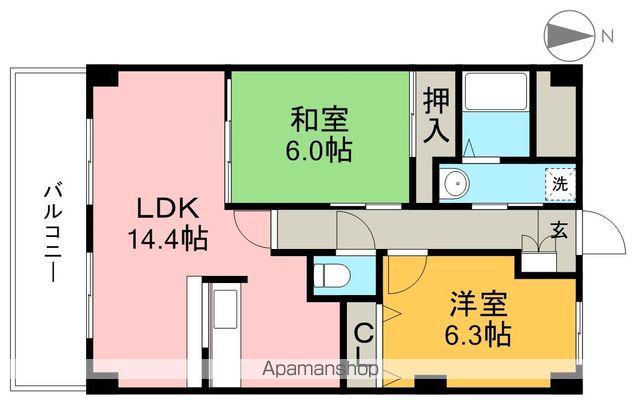 フィネス秦南(2LDK/1階)の間取り写真