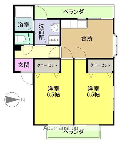 作田コーポ(2DK/1階)の間取り写真