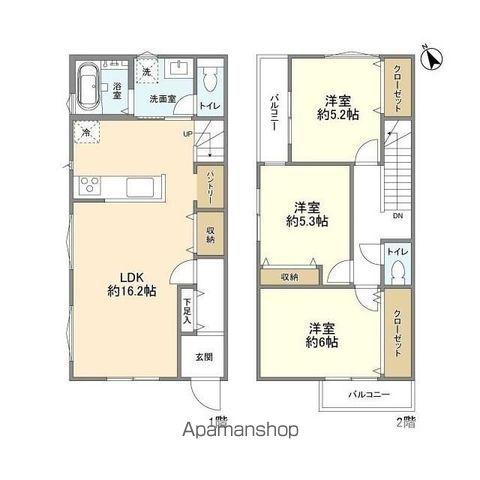 AUST(3LDK/2階)の間取り写真
