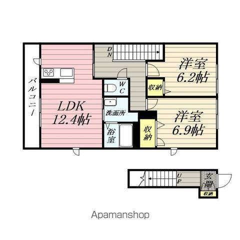 プラウドS・Ⅲ(2LDK/2階)の間取り写真