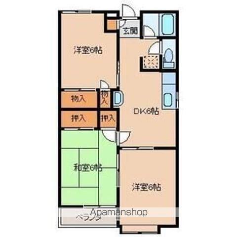 第2イトーキハイツ6号棟(3DK/2階)の間取り写真