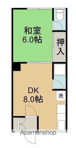 湯浜第2桧荘(1DK/2階)の間取り写真