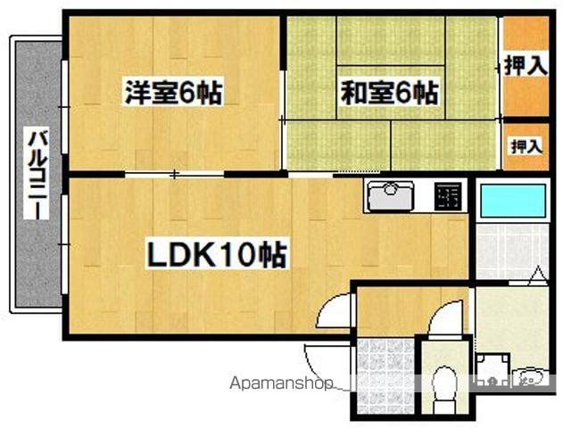 ディアス西田辺(2LDK/2階)の間取り写真