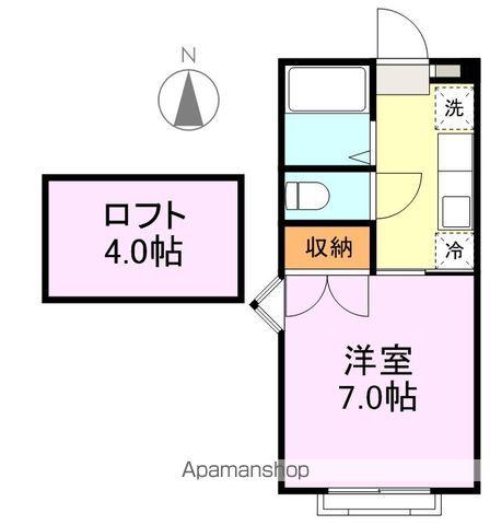 プリンスコート桜ヶ丘(1K/2階)の間取り写真