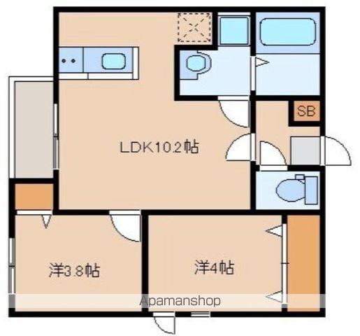 カトレア板付(2LDK/2階)の間取り写真