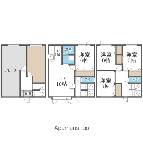 函館本線 白石駅(ＪＲ北海道) 徒歩24分 2階建 築20年(4LDK)の間取り写真