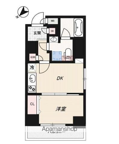 ジェノヴィア水天宮前2スカイガーデン(1DK/3階)の間取り写真