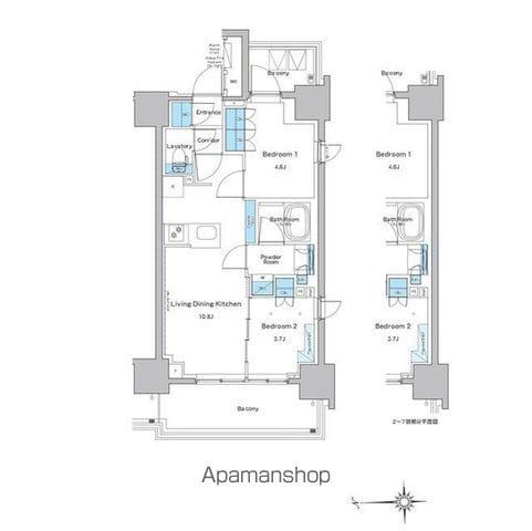 ルフォンプログレ門前仲町プレミア(2LDK/11階)の間取り写真