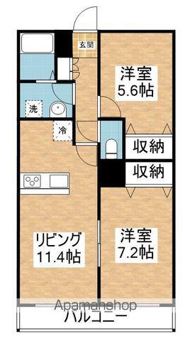 ミルズグランディール河渡(2LDK/1階)の間取り写真