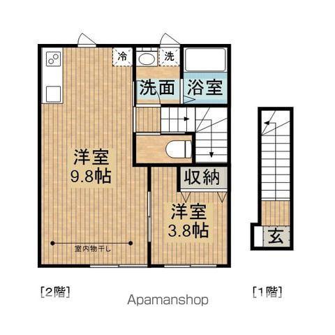 テゾーロ梨木C棟(1LDK/2階)の間取り写真