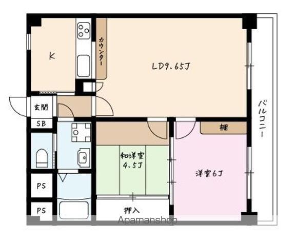 プレセランス青梅(2LDK/4階)の間取り写真