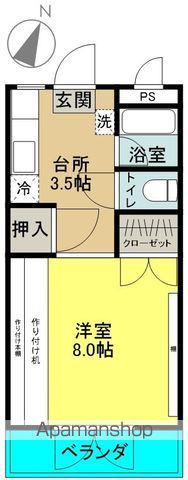 コーポ自由ヶ丘ダーツ(1K/2階)の間取り写真