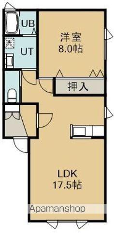セピア七重浜Ⅲ A棟(1LDK/2階)の間取り写真