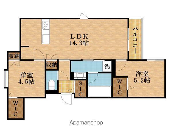 内代レジデンスノース(2LDK/1階)の間取り写真