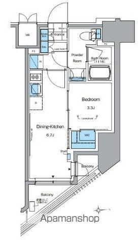 ルフォンプログレ田原町(1DK/10階)の間取り写真