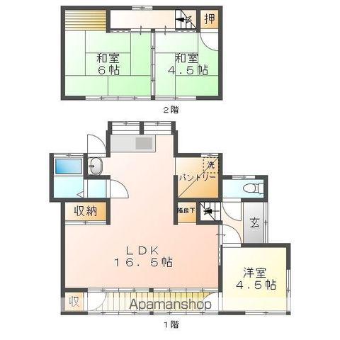 岐阜県岐阜市 2階建 築62年(4LDK)の間取り写真
