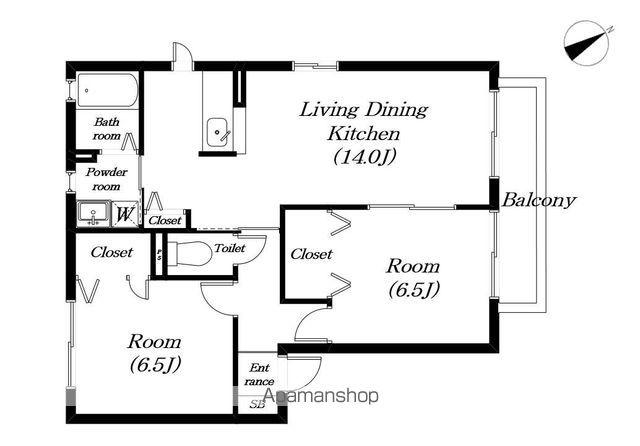 シャーグリーン(2LDK/2階)の間取り写真