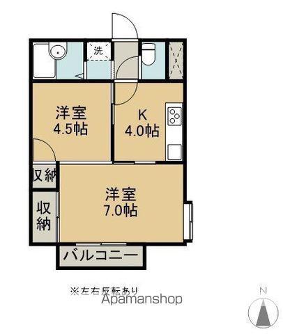 五百淵グリーンガーデンC棟(2K/2階)の間取り写真