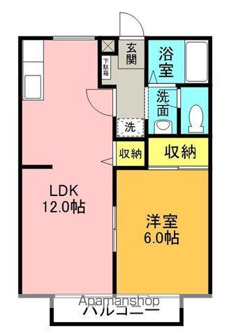 東第10コーポ(1LDK/1階)の間取り写真